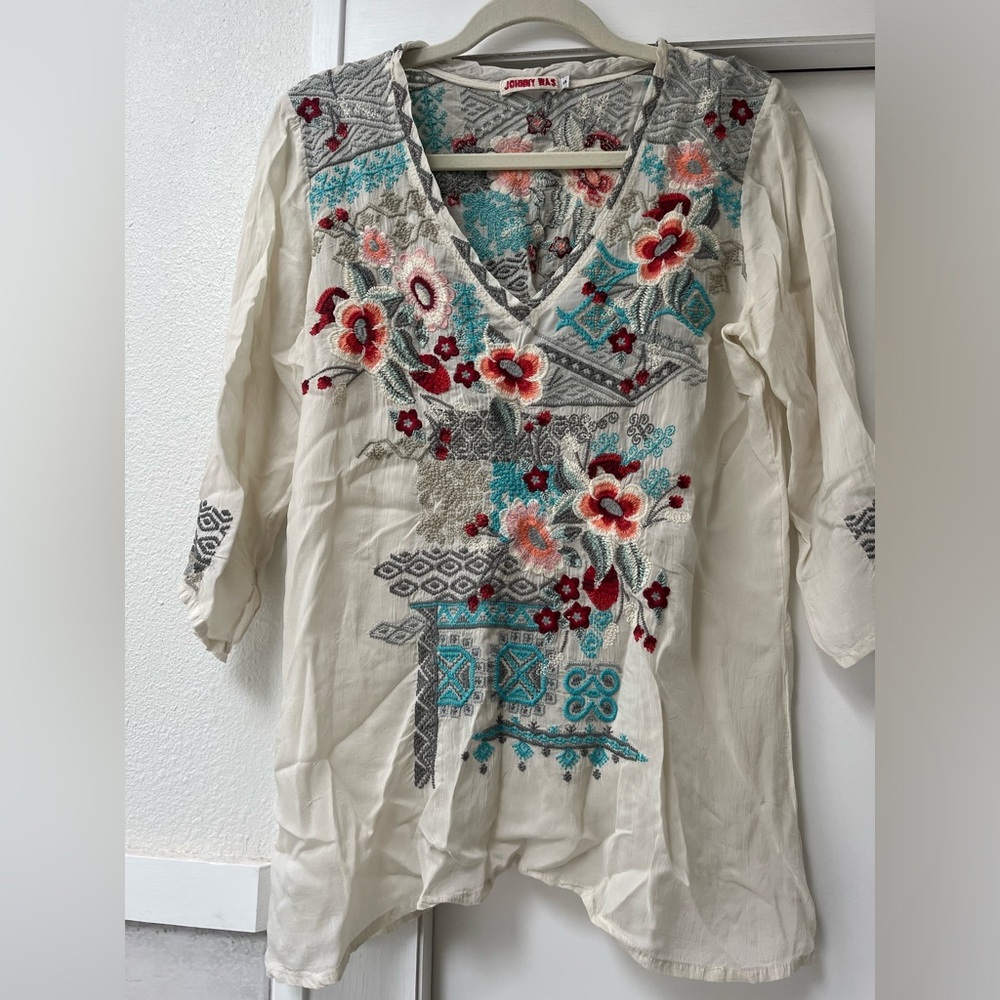 Johnny Was Embroidered Top Size S